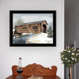 English Elm "the Kissing Bridge" Billy Jacobs Folk Art Framed Wall Print for Farmhouse Decor B06785305
