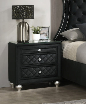 English Elm 1pc Classic Two-Drawer Nightstand with Brushed Nickel Pulls — Compact Wooden Bedside Storage, No Assembly Required Black 27.95 L x 18.11 W x 27.56 H B2741P329273