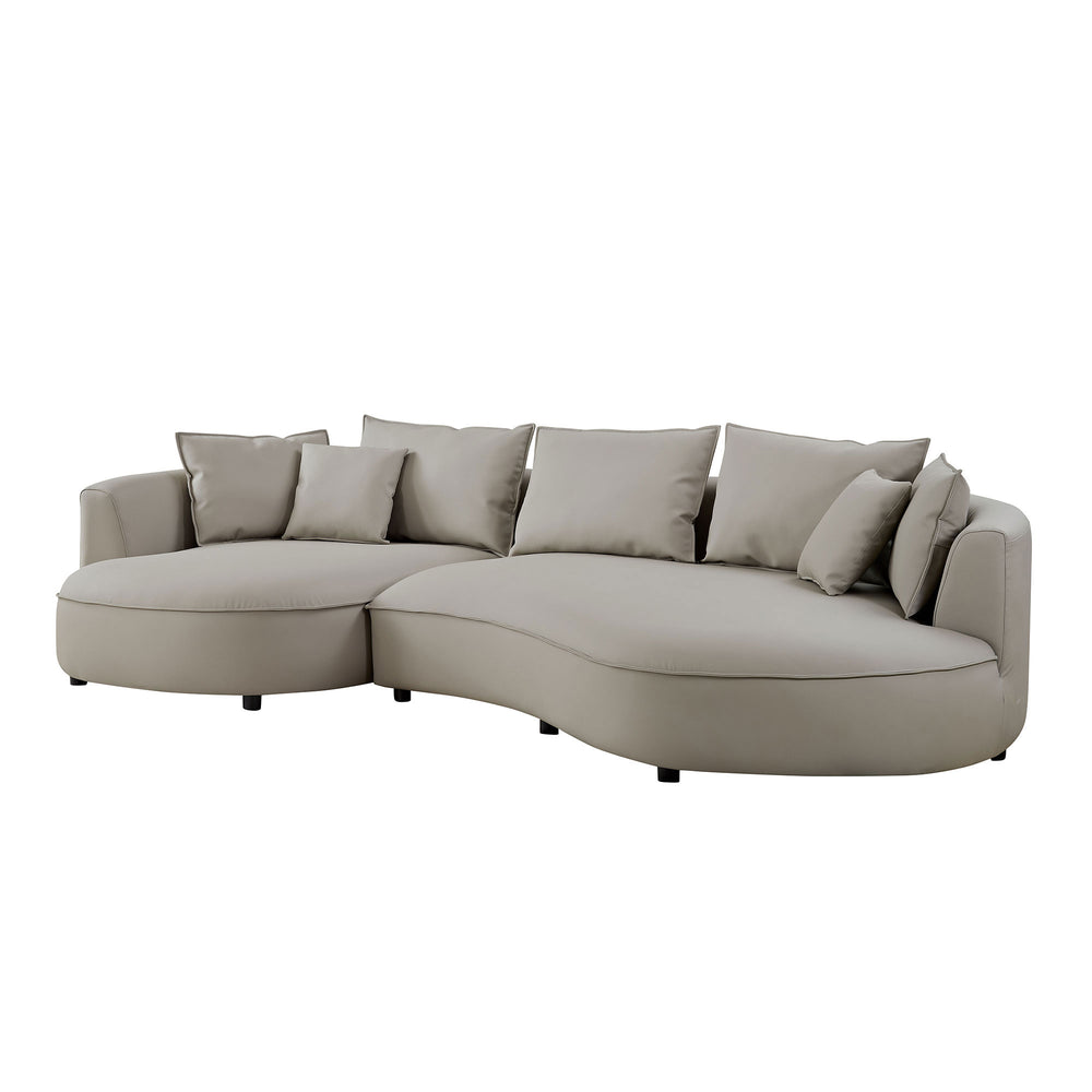 English Elm Modern Curved 5-Seat Sectional Sofa - Eco-Leather Upholstered L Chaise Couch For Stylish Living Spaces W2582S00076