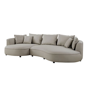 English Elm Modern Curved 5-Seat Sectional Sofa - Eco-Leather Upholstered L Chaise Couch For Stylish Living Spaces W2582S00076
