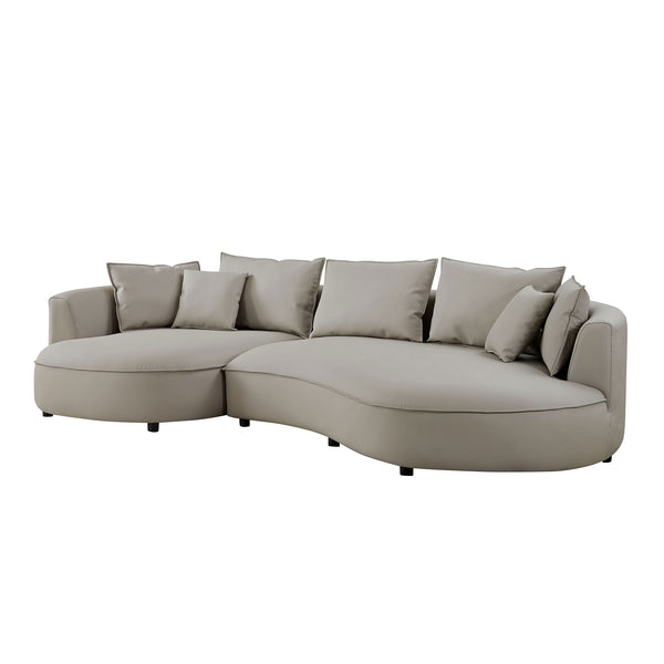 English Elm Modern Curved 5-Seat Sectional Sofa - Eco-Leather Upholstered L Chaise Couch For Stylish Living Spaces W2582S00076