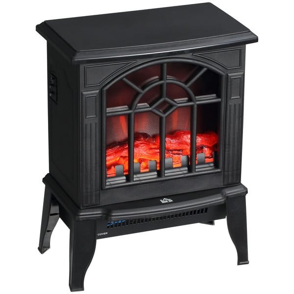 English Elm Homcom Electric Fireplace Stove - Compact 18" Heater With Realistic Flame, 2 Heat Settings & Safety Features W2225P249853