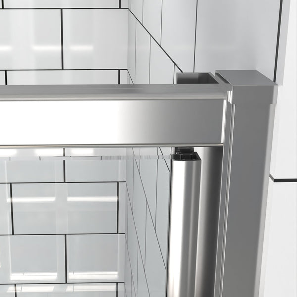 English Elm 54" Pivot Shower Door Clear Tempered Glass Chrome Hardware Reversible Alcove Fit W637P184674