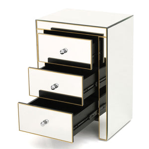 English Elm Christopher Knight Home® - Elegant Mirrored Nightstand Gold-Edged 3-Drawer Accent Table with Ample Storage & Reflective Glam (26") 57778.00