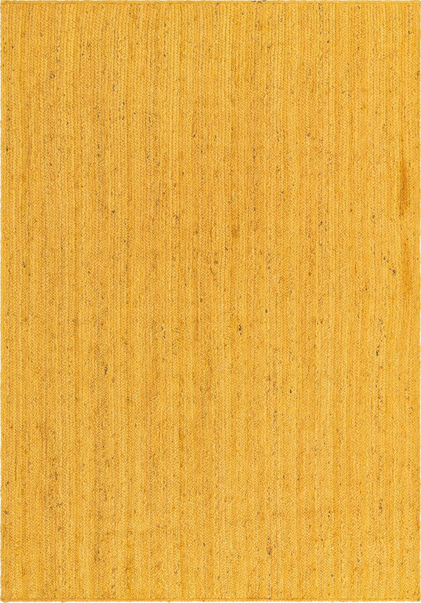 Unique Loom Braided Jute Dhaka Hand Braided Solid Rug Yellow,  7' 1" x 10' 0"