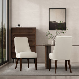 English Elm Beever Wood Chenille Dining Chairs Set Of 2 - Cream Upholstered, Ergonomic Design & Durable Frame B365P397756