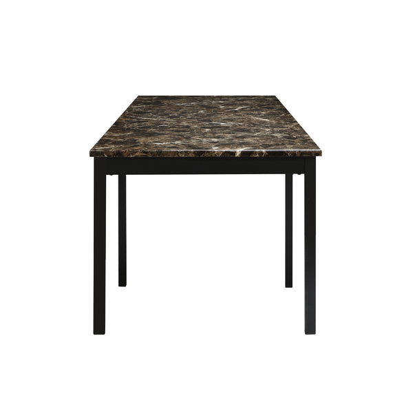 English Elm 2pc Tempe Writing Desk and Chair Set Faux Marble Top Black Metal Frame Faux Leather Chair Compact Home Office Style B011P264610