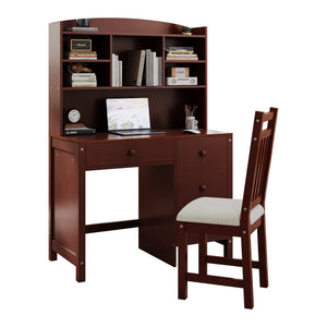 English Elm Vintage 40'' Home Executive Desk Set with Upholstered Chair and Built-In Bookshelf for Stylish Productivity Espresso 44 L x 23 W x 13.5 H N733P272894P