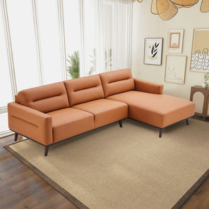 English Elm Ashcroft Furniture - Ella L-Shaped Right Sectional Couch In Cognac Pu Leather – Stylish, Durable, And Comfortable Seating B183S00110