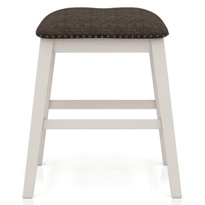English Elm Set of 2 Counter Height Stools White Wood Frame Gray Padded Seat Farmhouse Kitchen B2741P439945