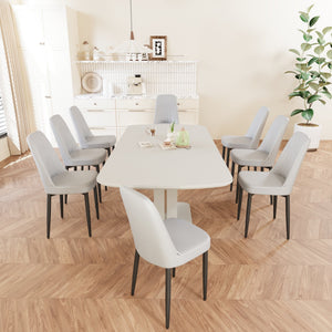 English Elm 62.99-78.74" Expandable Dining Table Set For 2-8 With 8 Padded Chairs - Modern, Stylish & Versatile W2189S00724