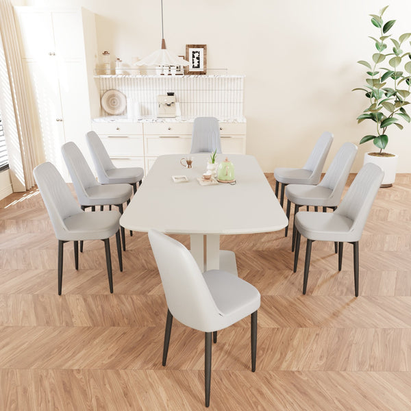 English Elm 62.99-78.74" Expandable Dining Table Set For 2-8 With 8 Padded Chairs - Modern, Stylish & Versatile W2189S00724