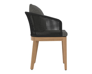 Sunpan Capri Outdoor Dining Armchair - Stylish, Durable Teak & Greymix Weave for Ultimate Comfort & Elegance Natural / Gracebay Grey