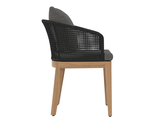 Sunpan Capri Outdoor Dining Armchair - Stylish, Durable Teak & Greymix Weave for Ultimate Comfort & Elegance Natural / Gracebay Grey