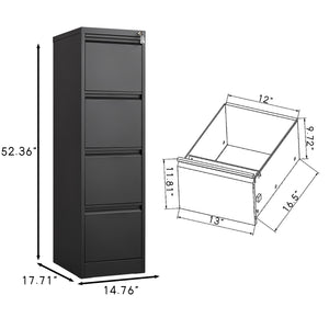 English Elm 3 Drawer Locking Steel File Cabinet Narrow Powder Coated Build for Home Office W1247P173378