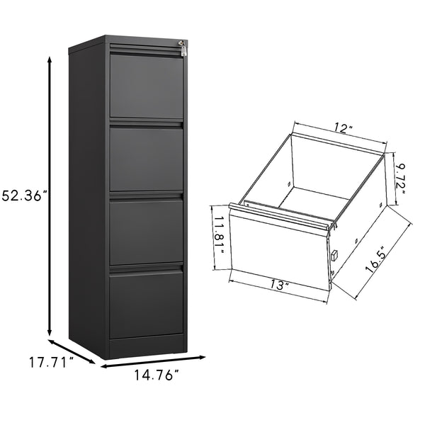 English Elm 3 Drawer Locking Steel File Cabinet Narrow Powder Coated Build for Home Office W1247P173378
