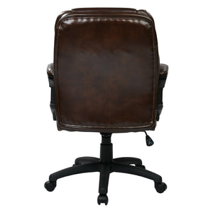 OSP Home Furnishings Faux Leather Executive Office Chair with Lumbar Support and Ergonomic Tilt Control Chocolate FL660-U2