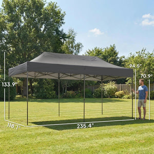 English Elm Portable 10x20 Ft Steel Frame Pop up Canopy with Upf50 Oxford Fabric for Events Dark Gray T3971P466700
