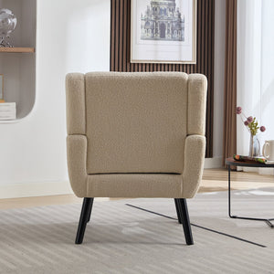 English Elm Modern Pu Leather Ergonomic Accent Chair with Padded Arms and Matte Black Legs White W676P172468
