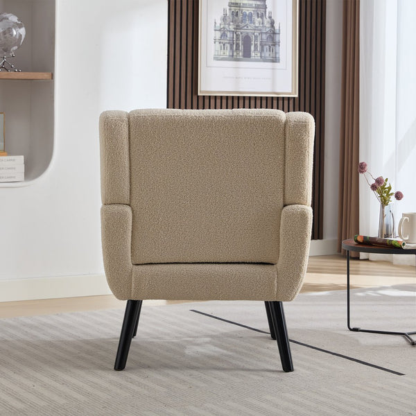 English Elm Modern Pu Leather Ergonomic Accent Chair with Padded Arms and Matte Black Legs White W676P172468