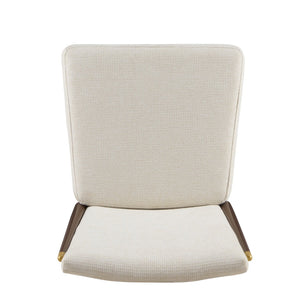 English Elm Armless Dining Chairs Iron Frame Wood Grain Finish Ergonomic Cushioned Seat Set of 2 Brown+Beige N771P345829W