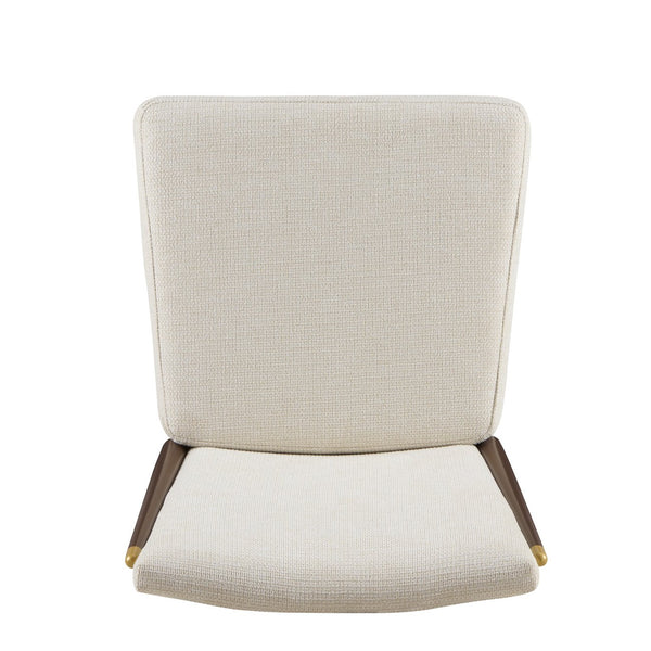 English Elm Armless Dining Chairs Iron Frame Wood Grain Finish Ergonomic Cushioned Seat Set of 2 Brown+Beige N771P345829W