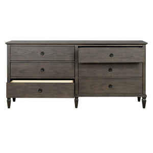 JLA Home Madison Park Signature - 6-drawer wood dresser with classic molding, turned legs, metal knobs, smooth glides, anti-tip safety Antique Brown MPS137-0316