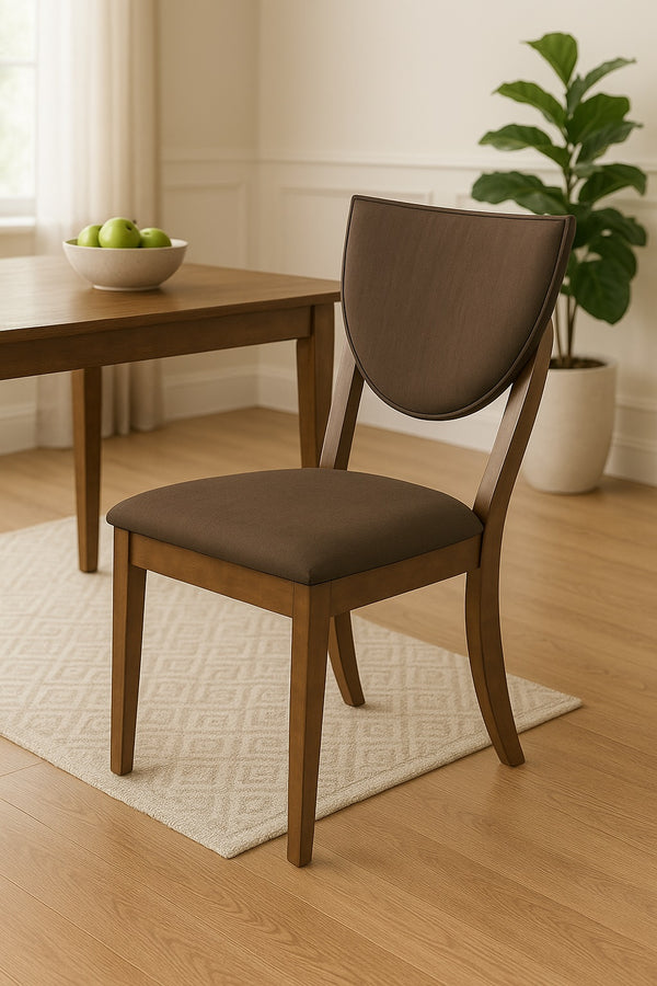 English Elm Set of 2 Padded Walnut Fabric Dining Chairs with Curved Legs, Upholstered Comfort in Dark Chocolate B016P156865