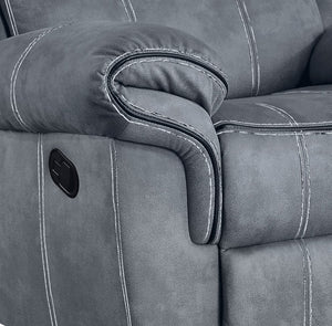 English Elm Zubaida Velvet Glider Recliner with Tufted Tight Back, Pocket Coil Seat & Pillow-Top Arms, 65" Gray 41 L x 31 W x 26 H B2726P253086