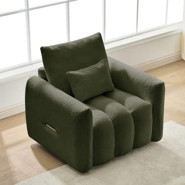 English Elm 35 Inch Teddy Velvet Lounge Chair Plush Curved Accent Seat for Living Room W2564P457793