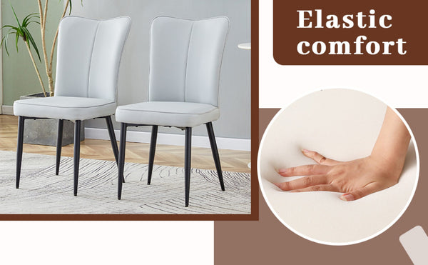 English Elm Table Modern Black Marble Mdf Dining Set With 6 Light Gray Pu Chairs - Stylish, Durable, Comfortable W1151S02528-GIGA