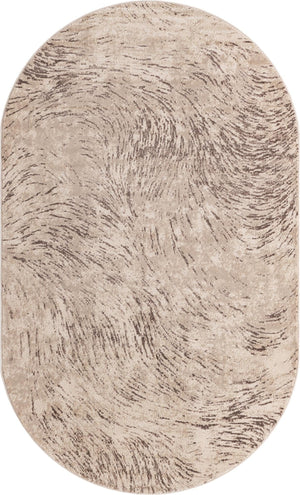 Unique Loom Oasis Wave Machine Made Abstract Rug Brown, Beige/Ivory/Light Brown 5' 0" x 8' 0"