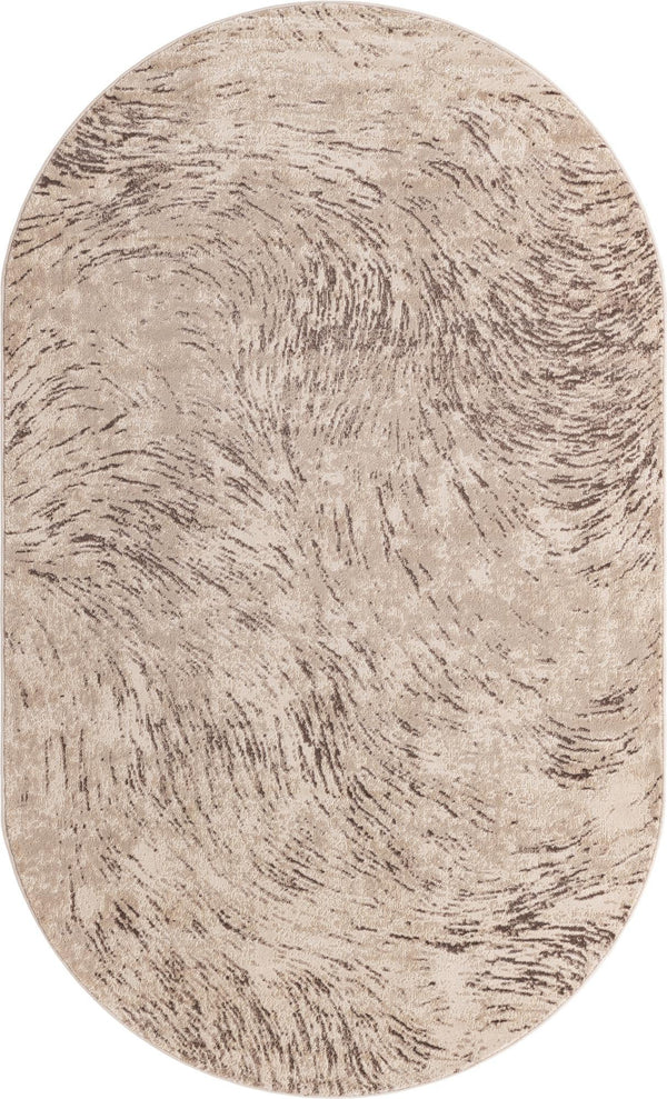 Unique Loom Oasis Wave Machine Made Abstract Rug Brown, Beige/Ivory/Light Brown 5' 0" x 8' 0"