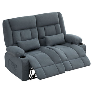 English Elm Recliner Oversized Manual Loveseat with Cup Holders and Side Pocket, Ergonomic 150° Recline, 600lb Capacity Blue W1521S00075