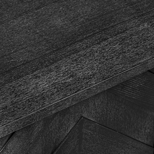 English Elm K&K Farmhouse Kitchen Island with 3D Wave Stripes Ash Veneer, Drop Leaf, Rolling Cart Storage Black N707P207915B