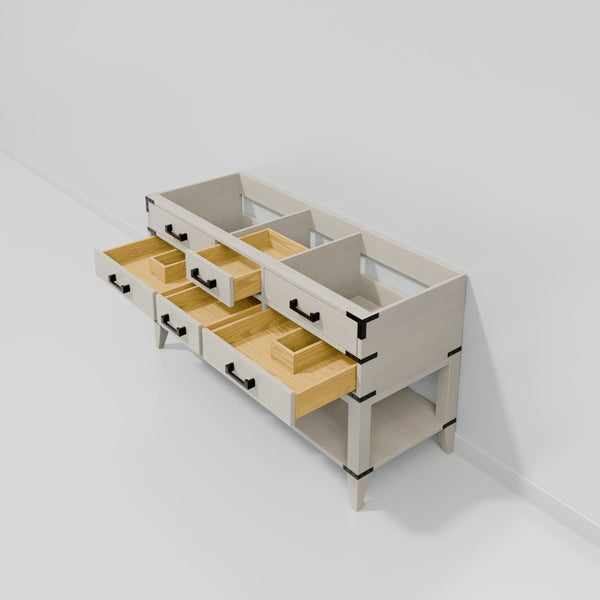 English Elm White Oak Double Bath Vanity - 60" W, Timeless Design With Soft-Close Drawers & Easy Installation B2731P260276-GIGA