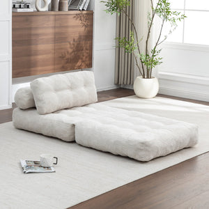 English Elm Folding Floor Sofa Bed Convertible Lounge Chair with Shredded Foam Fill for Bedroom Beige W2200P442793