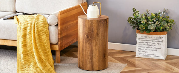 English Elm The Cylindrical Table - Stylish Multi-Use Solution For Small Spaces, Coffee Table & Desk Alternative W1151P200296-GIGA