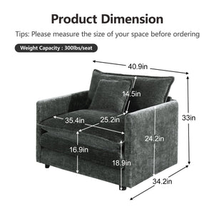 English Elm 2 Piece Chenille Upholstered Sofa and Chair Set Modular Living Room Seating Suite W714S00984