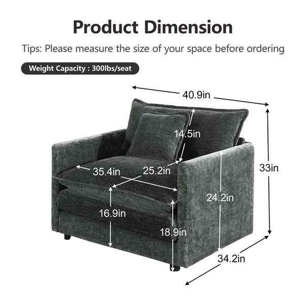 English Elm 2 Piece Chenille Upholstered Sofa and Chair Set Modular Living Room Seating Suite W714S00984