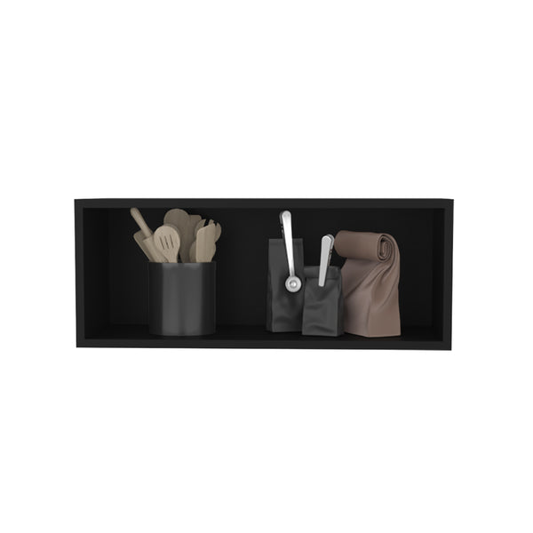 English Elm Wall Cabinet Axtell Black — Compact Engineered Wood Kitchen Storage, Open Shelves, 22 lb Capacity, Durable Design B092P245926