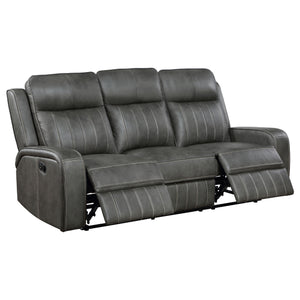English Elm Forrest Grey 2-Piece Motion Reclining Sofa Set - Modern Faux Leather Channel Tufted Gray Comfort Lounge B062S01274