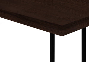 English Elm Accent Table, C-Shaped Side Table For Living Rooms & Bedrooms, Espresso Laminate With Black Metal Base B2710P219374