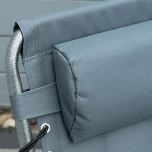 English Elm Outsunny Padded Reclining Outdoor Chaise with Headrest Foldable Steel Frame Lounge Chair Gray W2225P174383