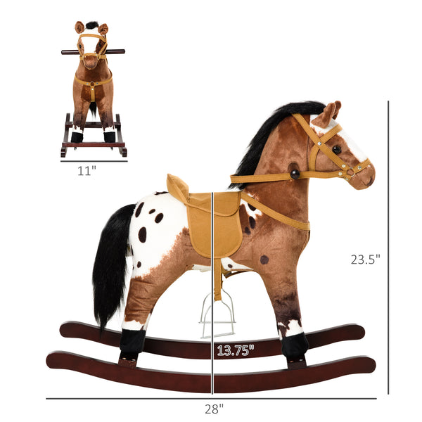 English Elm Qaba Plush Rocking Horse with Metal Frame Interactive Sounds for Kids Playroom W2225P200760