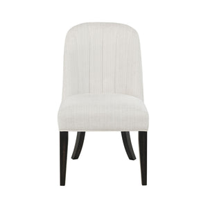 English Elm Set of 2 Channel Tufted High Back Dining Chairs Cream Fabric with Flared Black Legs B016P445379