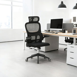 English Elm High Back Mesh Ergonomic Task Chair with 3d Headrest Lumbar Support for Home Office W3851P407538