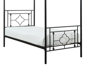 English Elm 1pc Twin Morris Platform Bed with Ball Finials Quatrefoil Metal Frame Modern-Traditional Appeal Black 78.5 L x 20.5 W x 4.25 H B011P207845