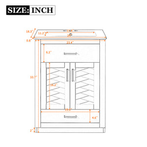 English Elm 24" Stylish Blue Bathroom Vanity With Ceramic Sink, 2 Storage Doors & Tip-Out Drawer For Organization N710P341037C