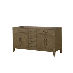 English Elm Grey Oak Double Bath Vanity 60" W With Soft-Close Drawers & Ample Storage For Modern Bathrooms B2731P259852